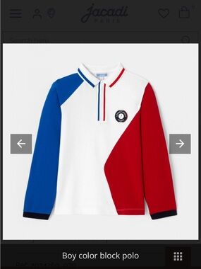 Jacadi Paris Cotton Colotblock Polo Shirt - White, Blue & Red